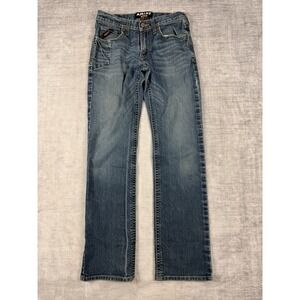 Ariat Jeans Mens 30x36 Blue Denim Pants Low Rise Bootcut Rebar Work Wear